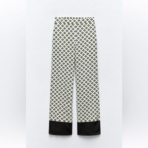 Zara Black and White Patterned Trousers